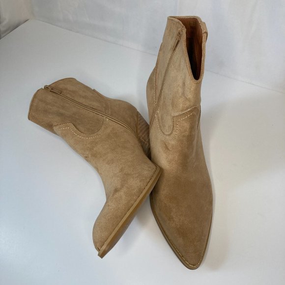 Mi.im Cosette Western Heeled Ankle Boots Size 8 1/2 Almond Tan in Color NEW. - Picture 6 of 8
